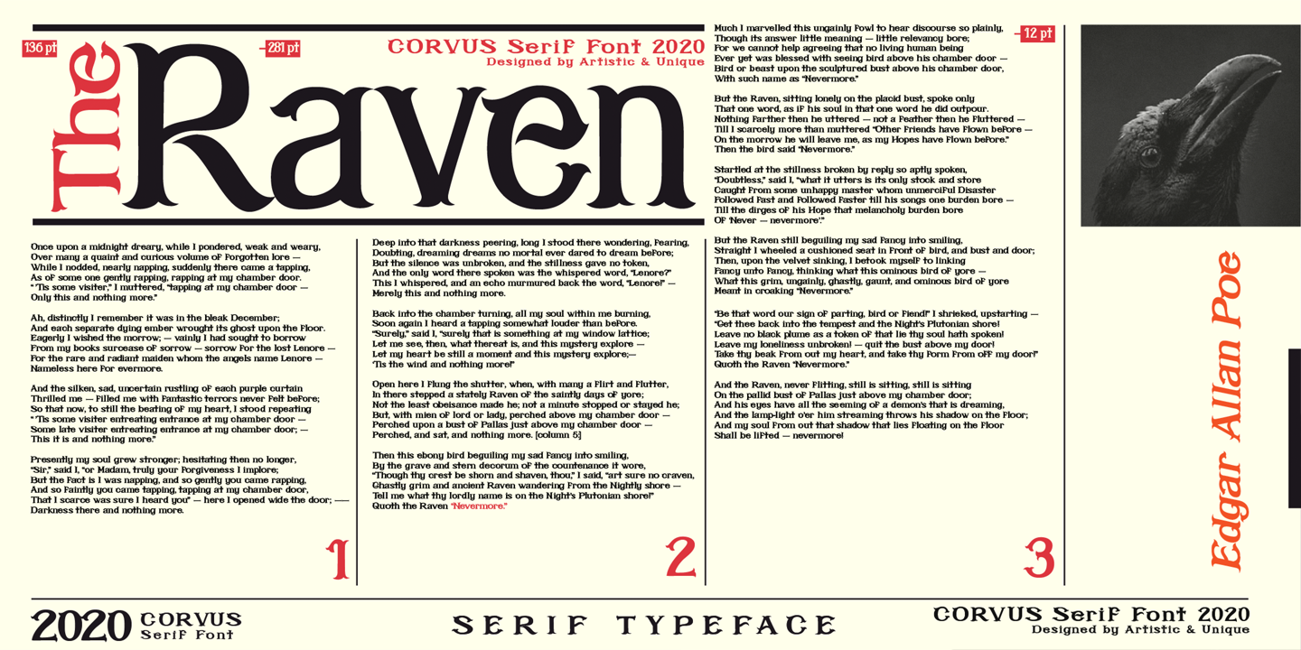 Przykład czcionki Corvus Light Italic